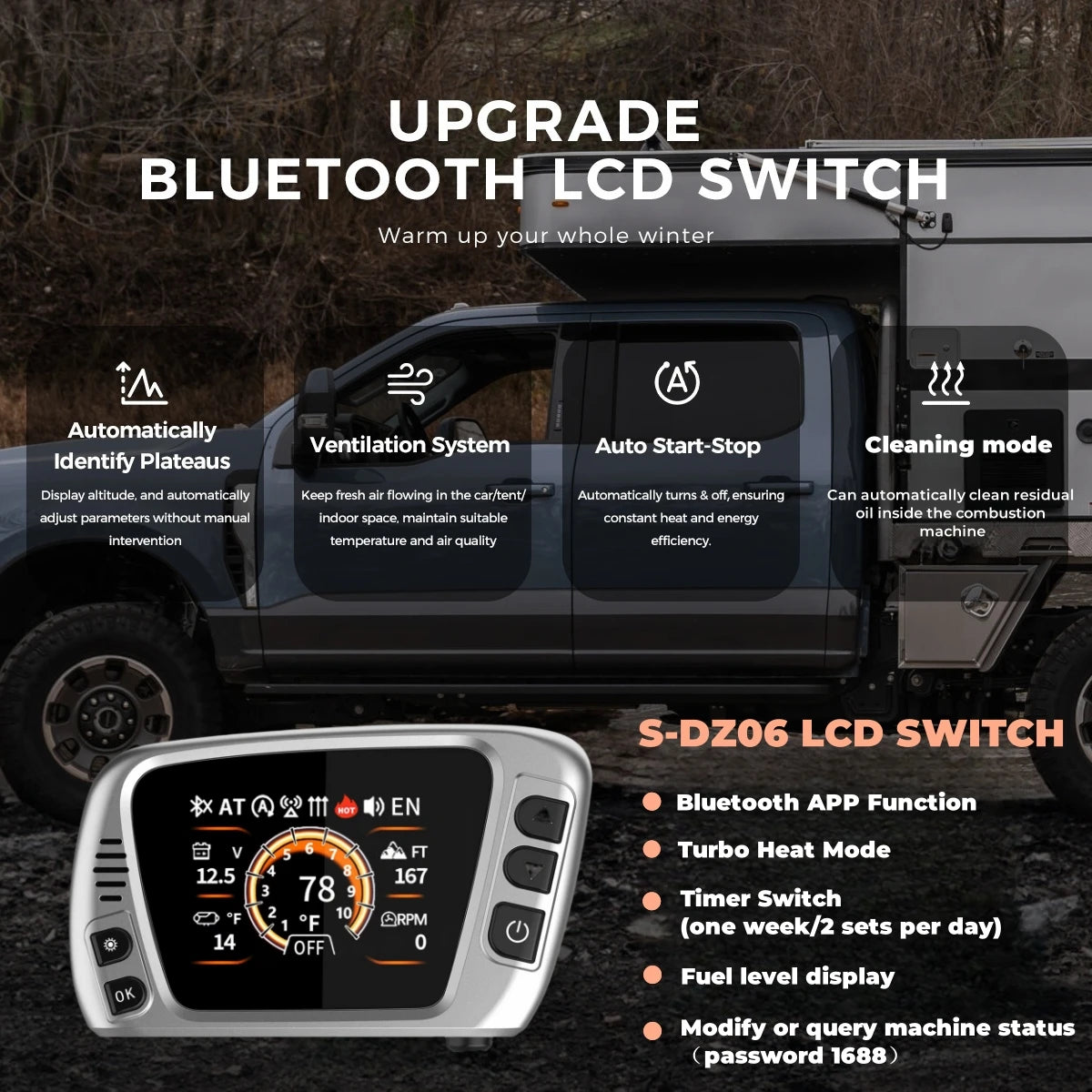 8KW Diesel Heater 12V Portable toolbox Diesel Parking Air Heater w/Bluetooth/Ventilation/Timing Function For Vehicles Outdoor RV