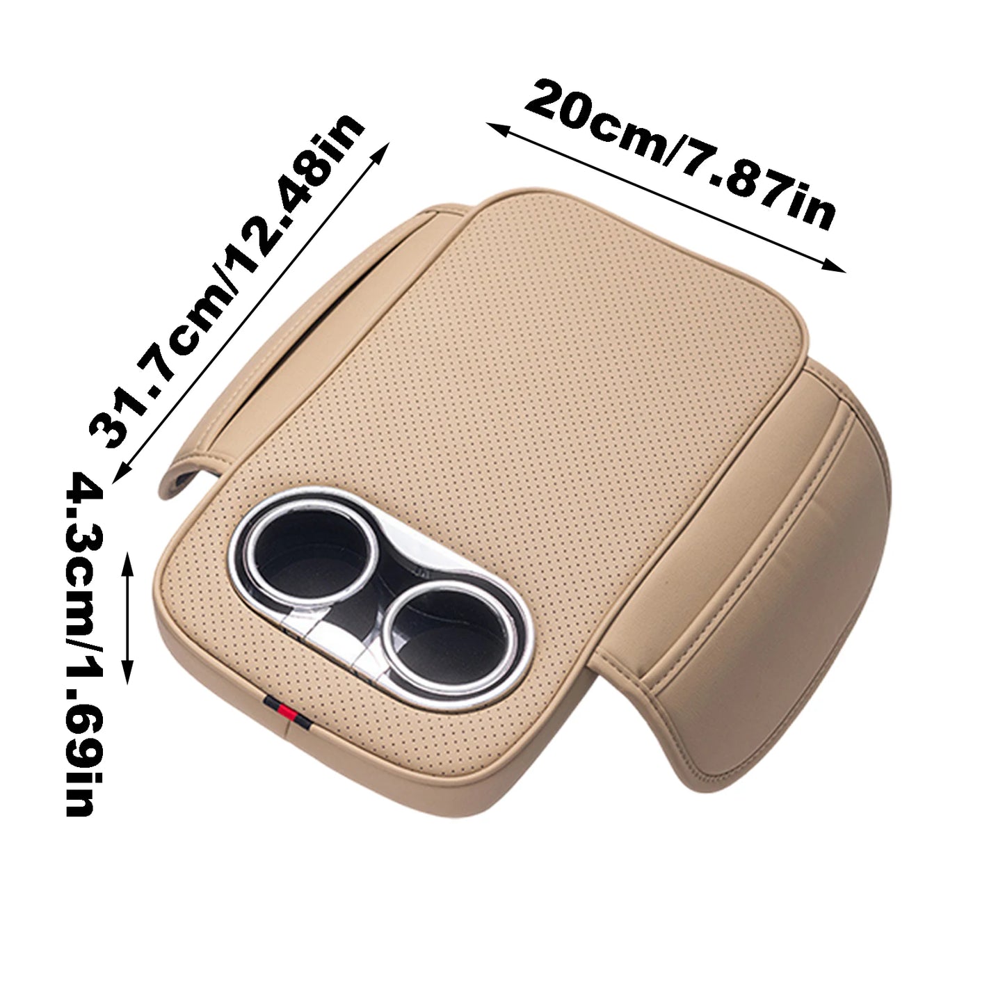 Car Armrest Cushion With 2 Cup Holder And Side Pocket PU Leather Auto Center Console Arm Rest Heighten Pads Car Arm Rest Cover