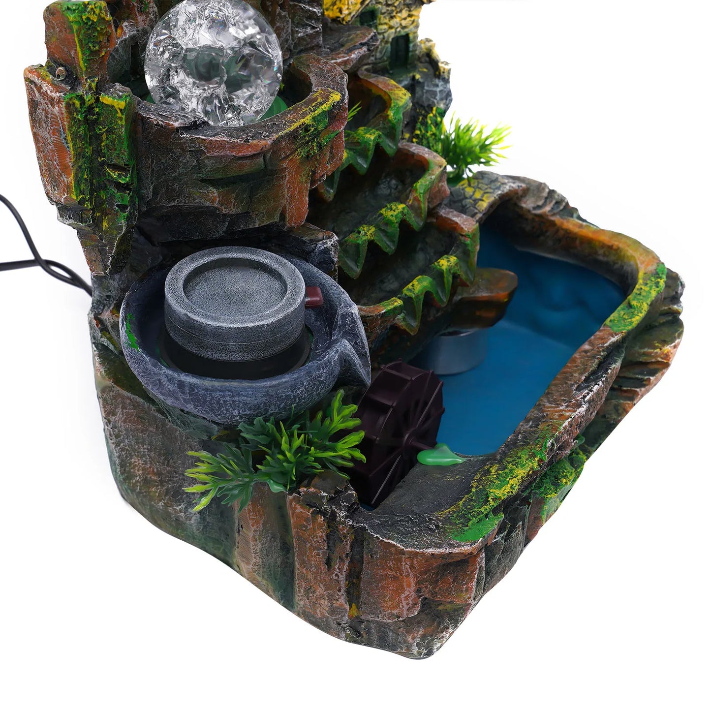 Rockery Water Fountain with Atomizer, Rotating Ice Crack Ball, Relaxing Effect, Ideal Gift for Home Decor and Well-being