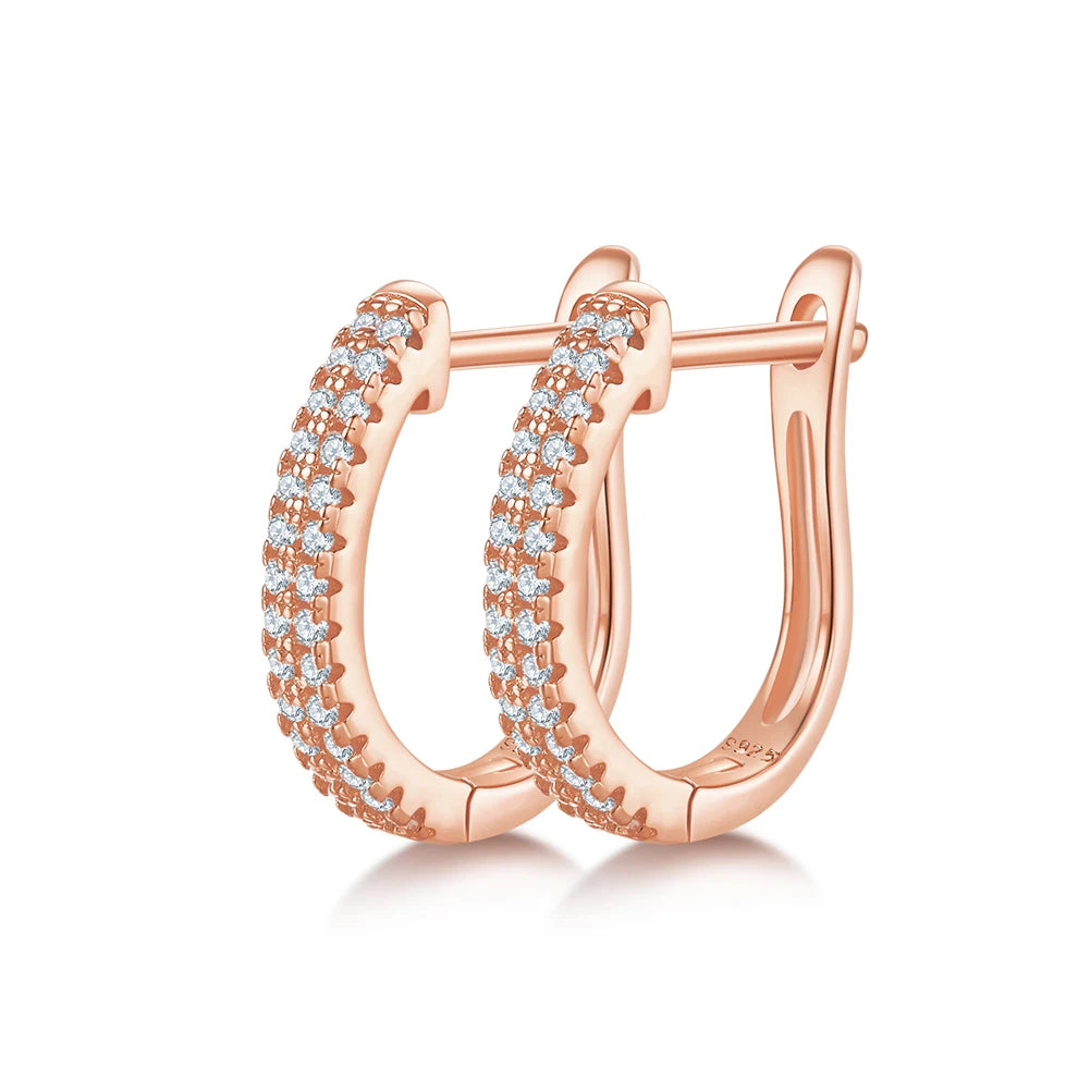 GEM'S BALLET 14K Gold Plated 925 Sterling Silver Hoop Earrings Moissanite U-Shaped Huggie Earrings Hypoallergenic Gift For Her