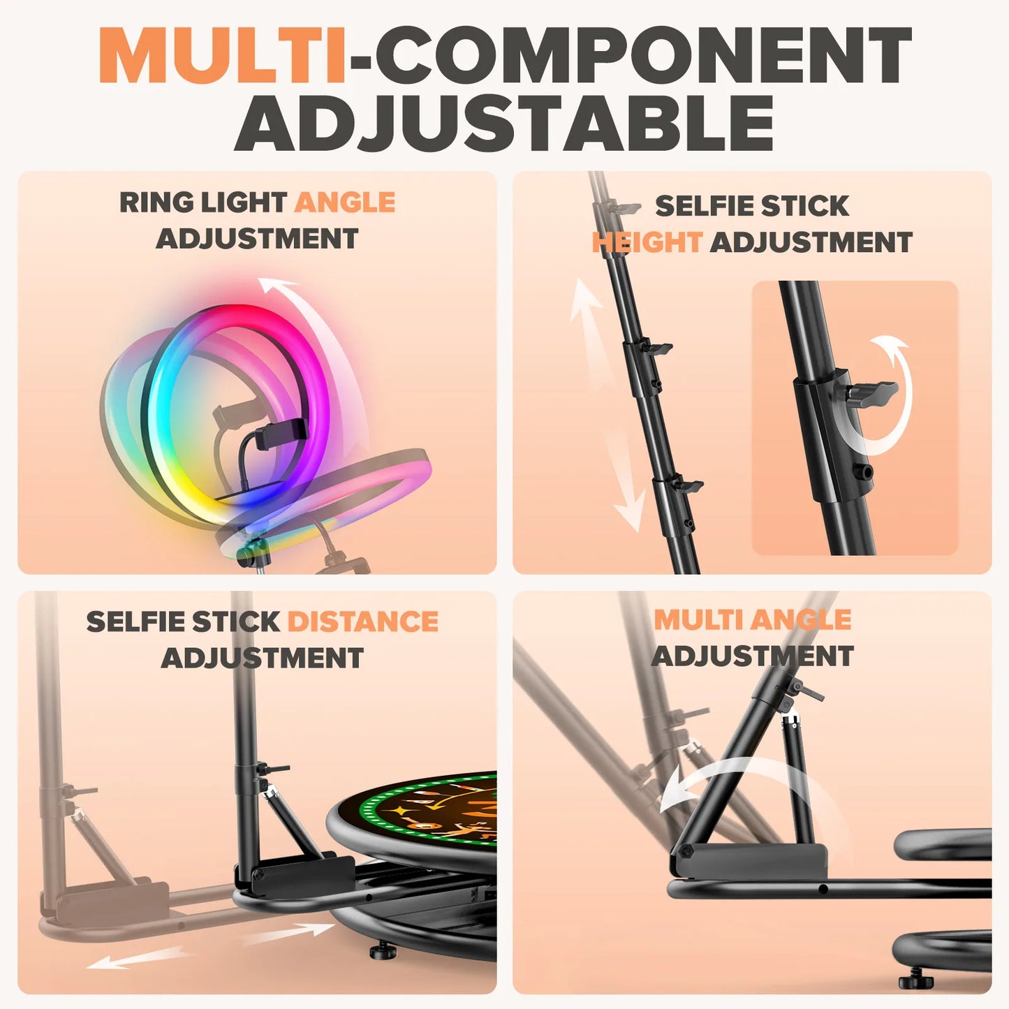 360 Photo Booth With RGB Ring Light App Control Christmas
