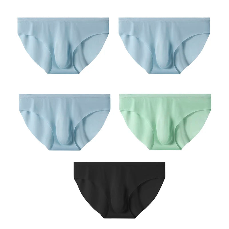5 PCS/SET Men's Briefs Summer Ice Silk Underwear Sexy Seamless Breathable Low Waist Panties Shorts Plus Size 3XL  Lingerie