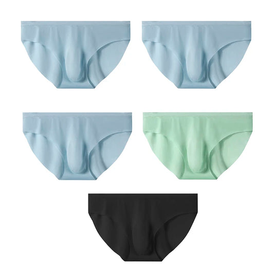 5 PCS/SET Men's Briefs Summer Ice Silk Underwear Sexy Seamless Breathable Low Waist Panties Shorts Plus Size 3XL  Lingerie