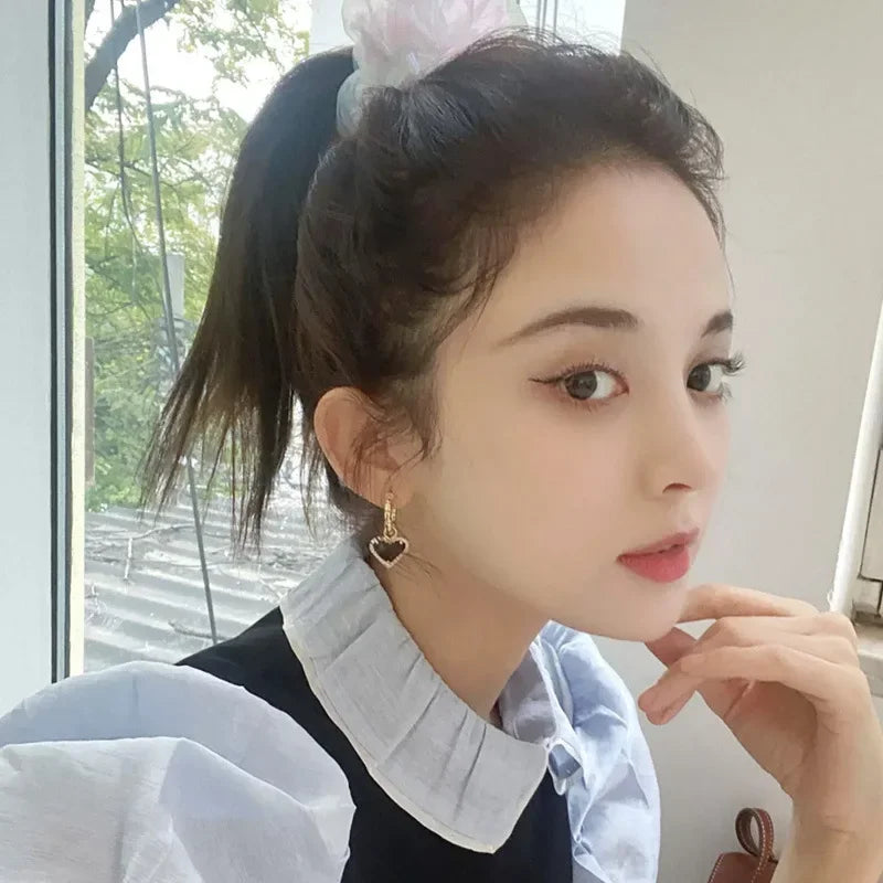 Livvy Black Love Heart Zircon Drop Earrings For Women