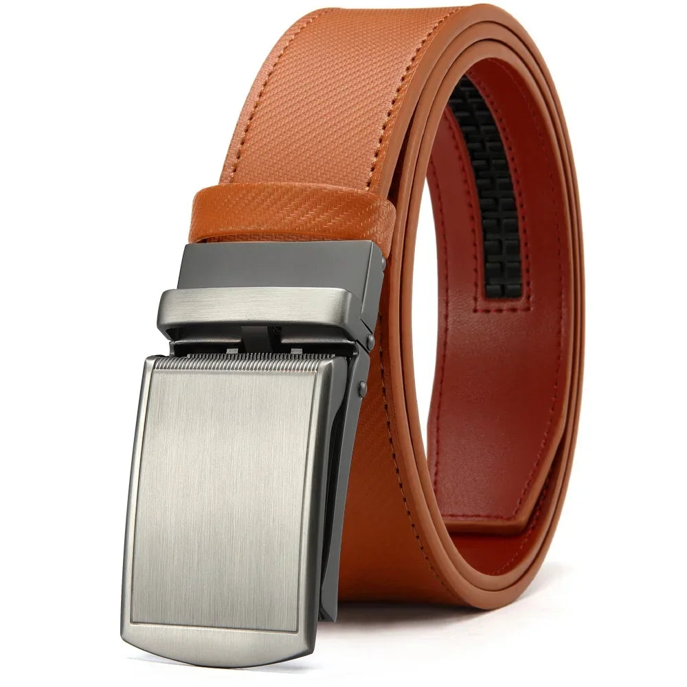 New Mens Belt Automatic Genuine Leather Luxury Belt of Men Male Metal Automatic Buckle Designer High Quality Waist Belt Black