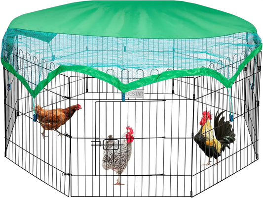 8 Panel Foldable Outdoor Backyard Metal Coop Chicken Cage Enclosure Duck Rabbit Cat Crate Playpen Exercise Pen with Weather
