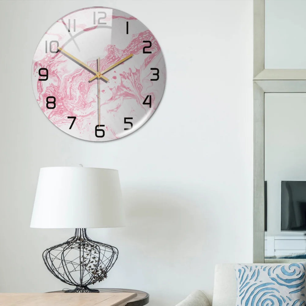 Luxury 3D Acrylic Black Gold Marble Pattern Wall Adhesive Clock Metal Needle Silent Clock Mechanism Modern Living Room Home Deco