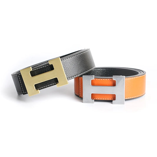 Red Luxury Cowhide Belt For Men Women Genuine Leather