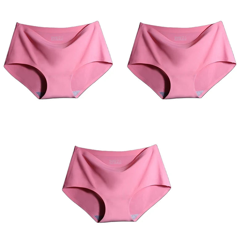 3Pcs/Set Large Size XXL Seamless Women Panties Mid-waist Briefs Female Breathable Underwear Ice silk Crotch Lingerie