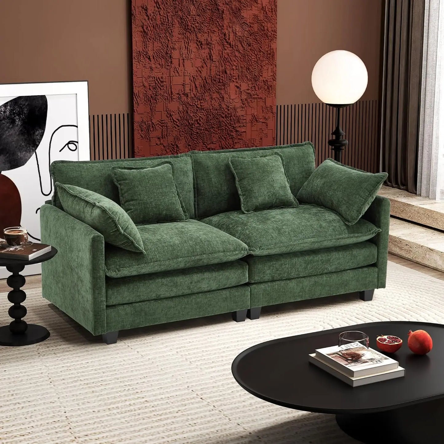 Modern 77" Sectional Loveseat Sofa, Comfortable 2-Seat Couch for Living Spaces and Apartments
