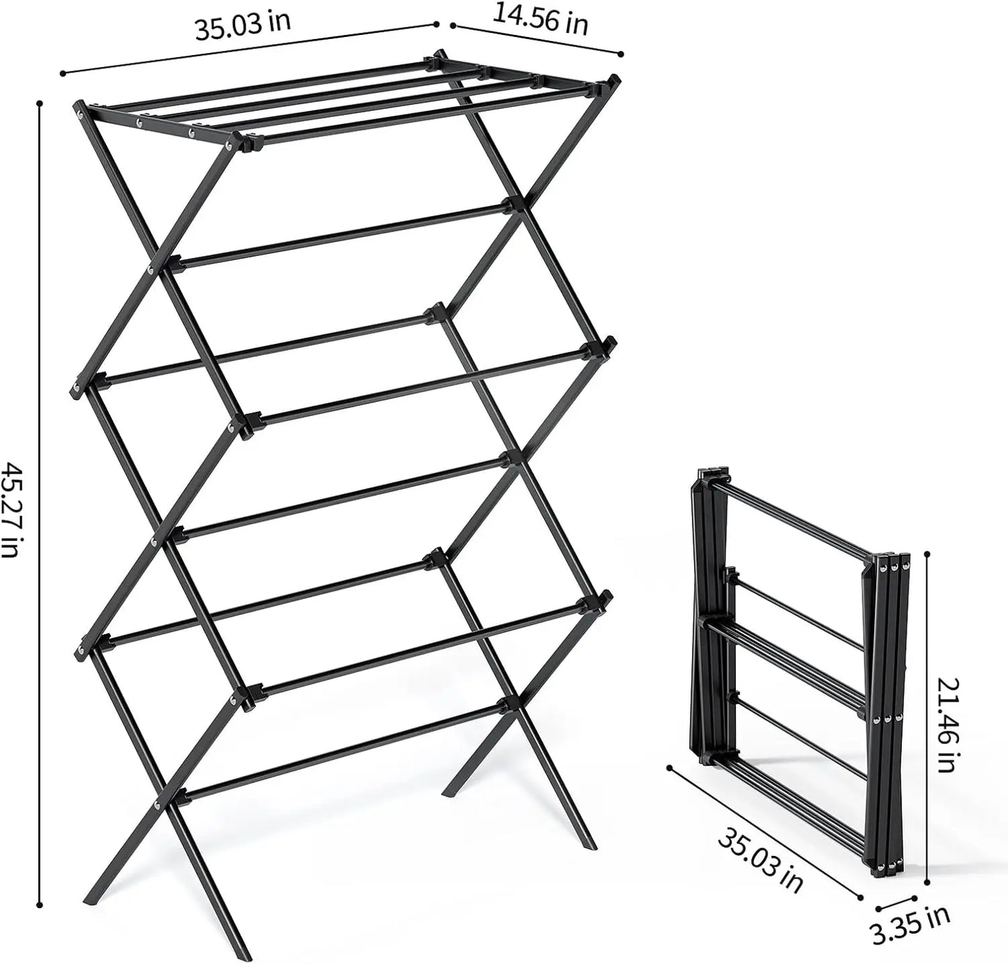 Drying Rack Clothing Metal Clothes Drying Rack Foldable for Clothe Towel Collapsible Laundry Rack Indoor Outdoor Laundry Room Bl