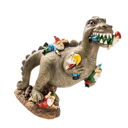 Dinosaur Eating Gnomes Ornaments Handicraft Resin Dinosaur Dwarf Figurine Weatherproof Creative Funny Cute Christmas Party Decor