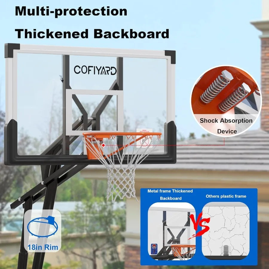 Basketball Hoop Outdoor with 44 54 Inch Shatterproof Backboard 5.2510FT Height Portable Basketball Hoop with Sandbag Adjustable