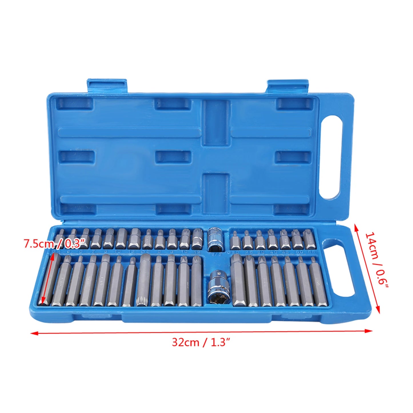 40Pcs Hex Star Torx Socket Bit Set Tool Kit 1/2inch 3/8inch Drive with Storage Box