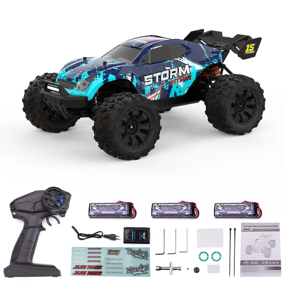 JIUSI MT14R 1/14 RC Racing Car 3S Battery 4WD 80km/h Brushless Motor 2.4G Remote Control 35C High Speed Off-road RC Truck