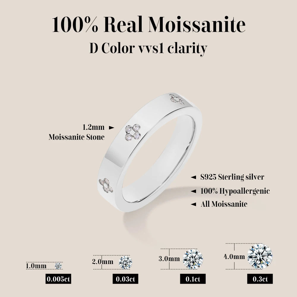ATTAGEMS Simple D VVS1 Moissanite Ring Round Cut 1.2mm S925 Sterling SIlver Wedding Band Jewelry For Women Shipping from the USA