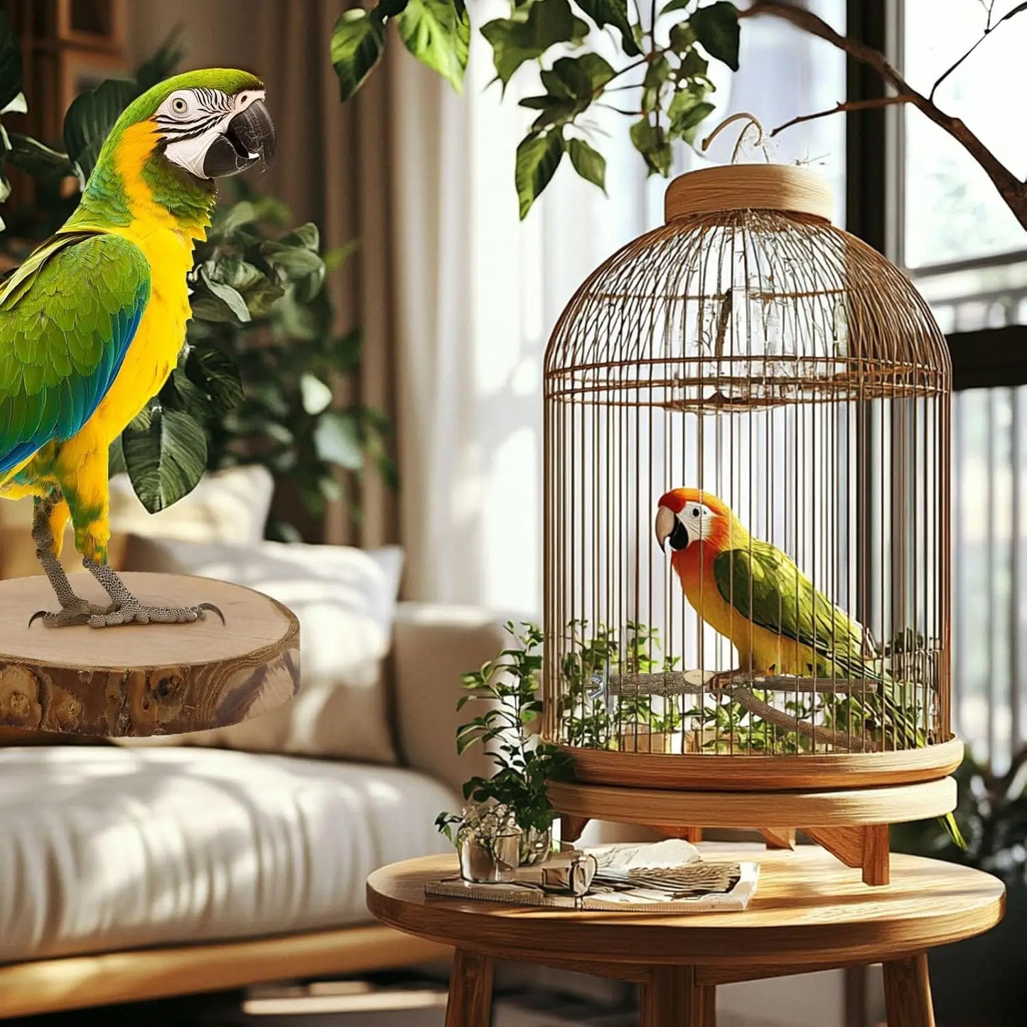 8PCS Natural Wood Bird Perches – Multi-Branch Cage Stand & Platform for Parakeets, Budgies, Cockatiels & Small Parrots
