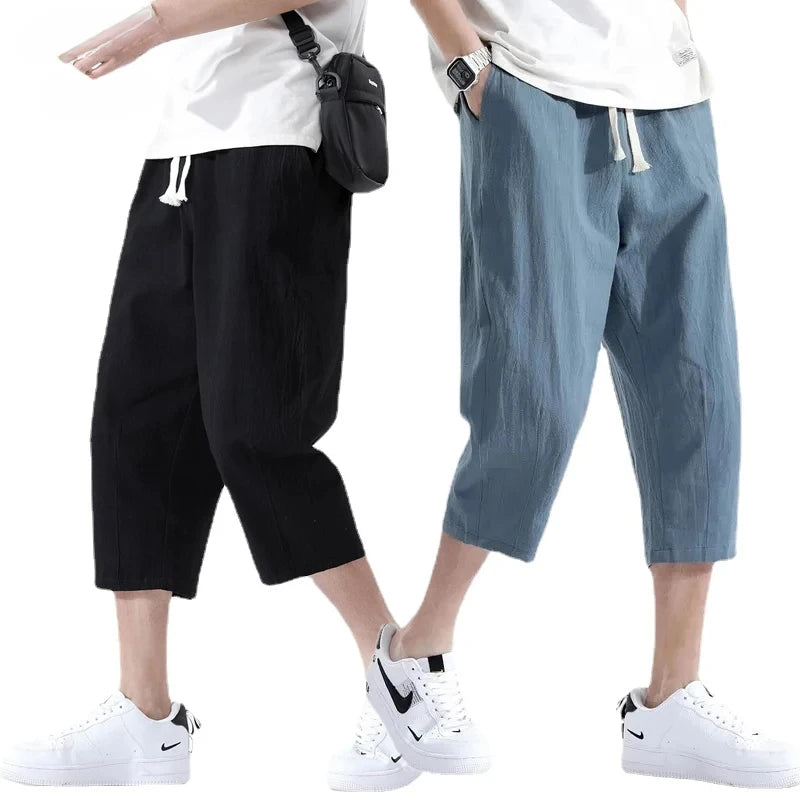 Men's Summer Linen Cotton Shorts Lightweight Casual Beach