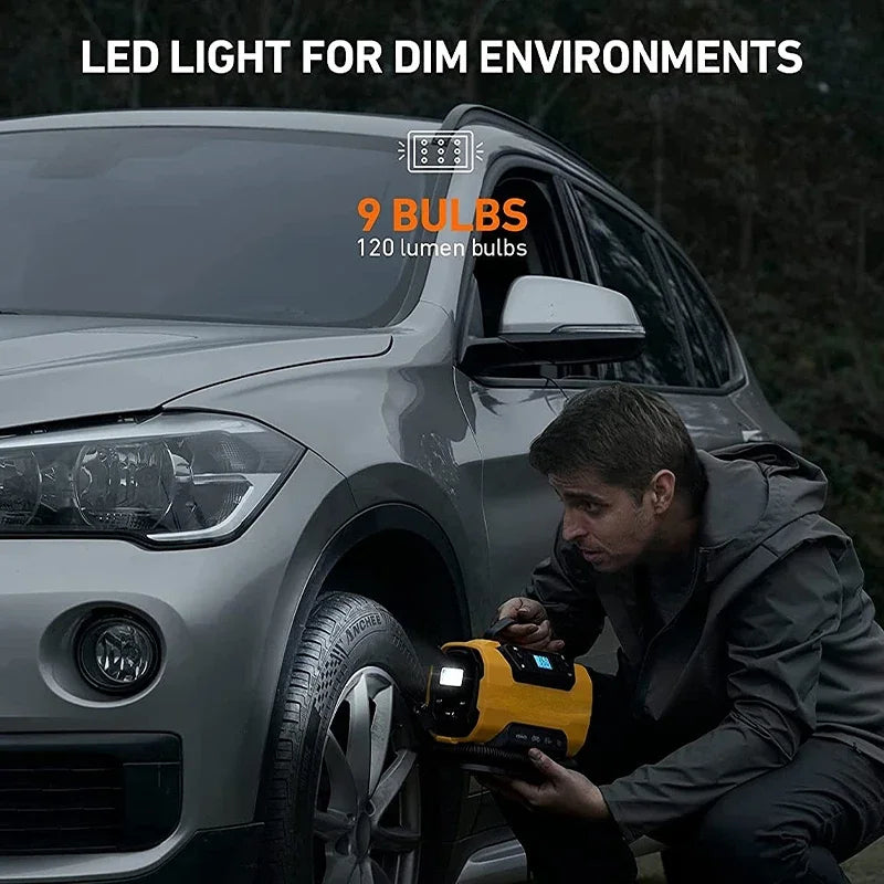 110V-230V AC/DC Dual Power Portable Inflation Pump Car Air Compressor for Home Auto Dual Inflatable Boat Bicycle Tire Inflator