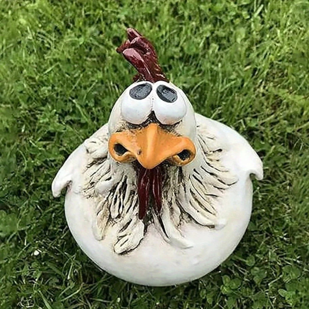 1Pc Resin Funny Chicken Surprise Hen, Used for Farm Garden Fence Decoration Worker Statue Crafts, as a Gift to Friends m