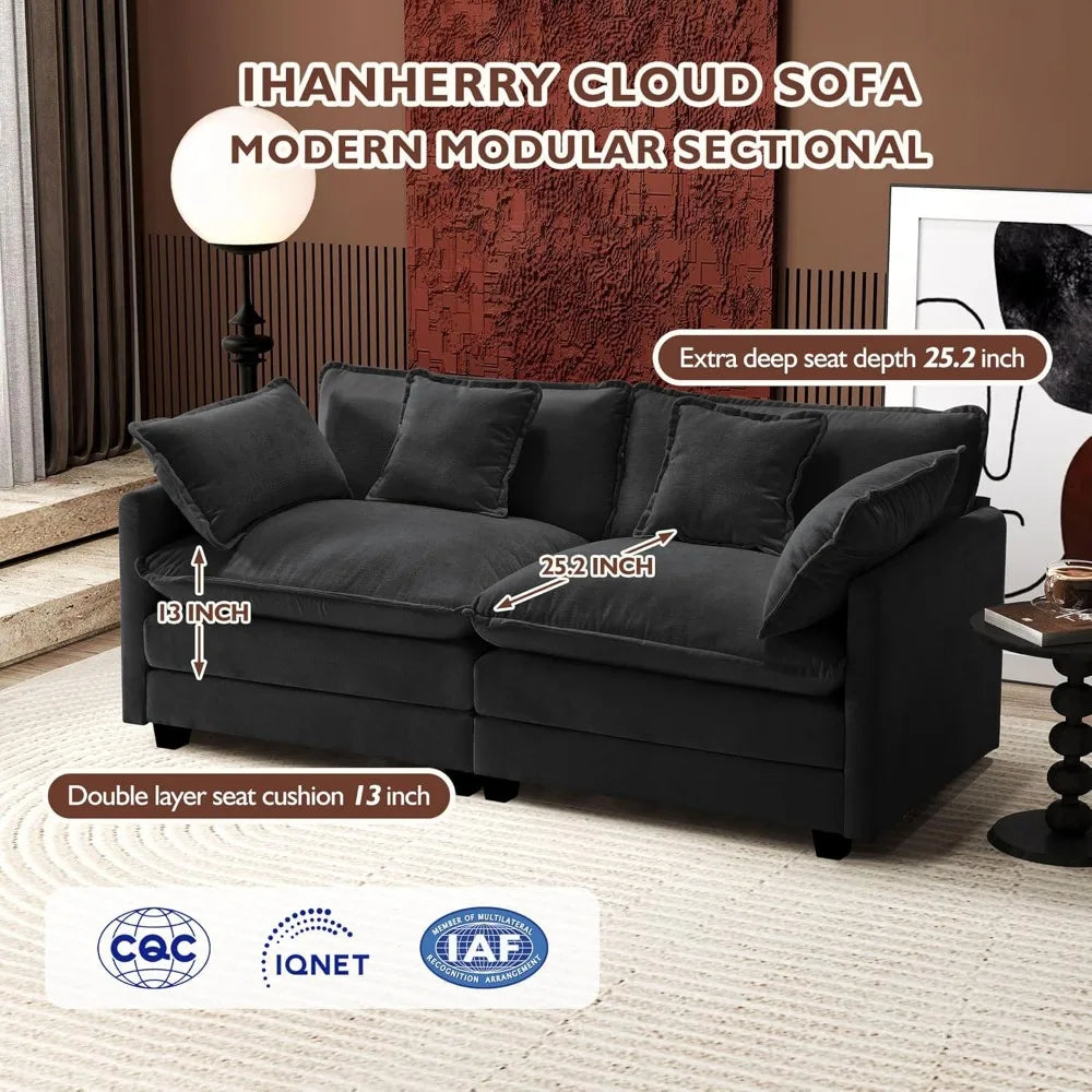 Modern 77" Sectional Loveseat Sofa, Comfortable 2-Seat Couch for Living Spaces and Apartments
