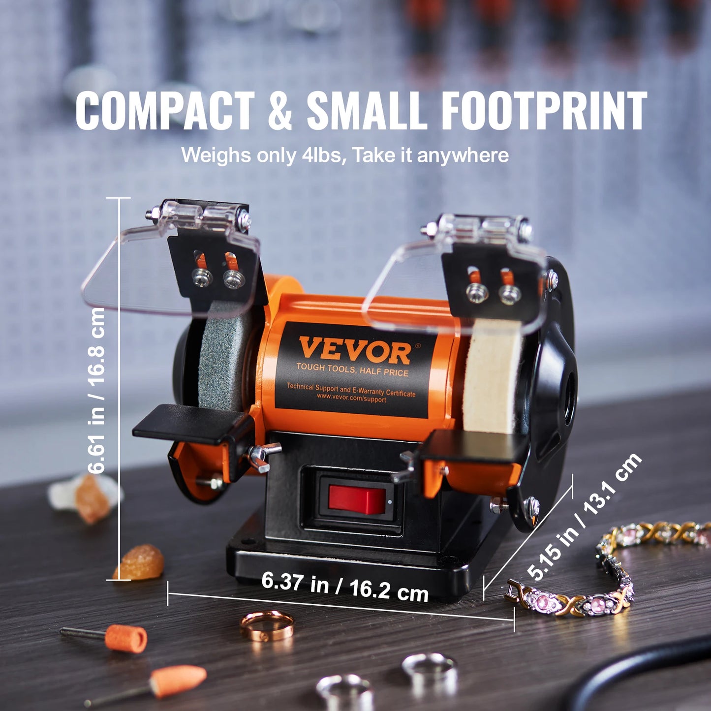 SucceBuy 3in Jewelry Polisher Buffer Brushless Adjustable Speed Mini Multi-purpose Bench Grinder Polishing Machine for Gemstones