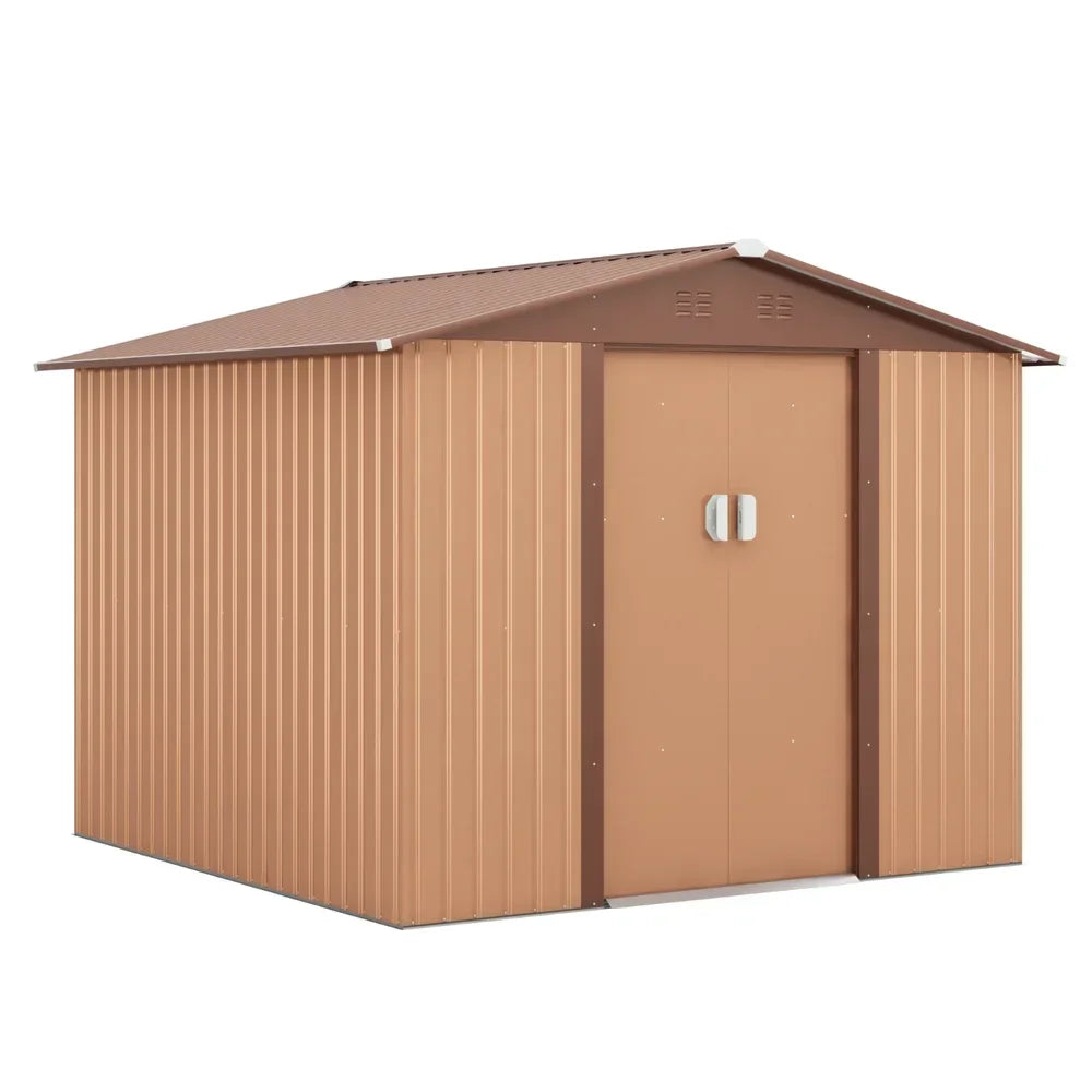 8'x8' Storage Shed Outdoor Metal Tool Shed Garden Backyard Sliding Door Lockable