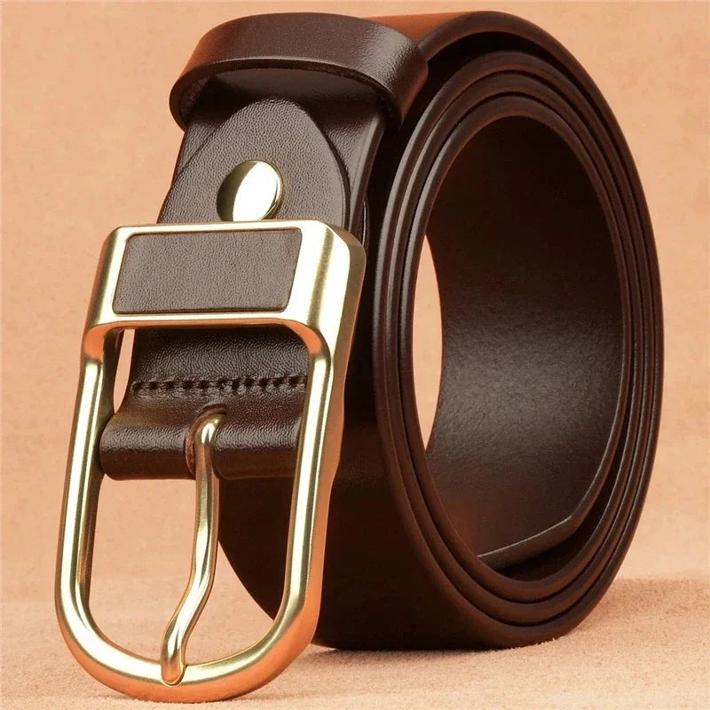 Genuine Leather Mens Cowskin Belt Buckle Casual Fashion