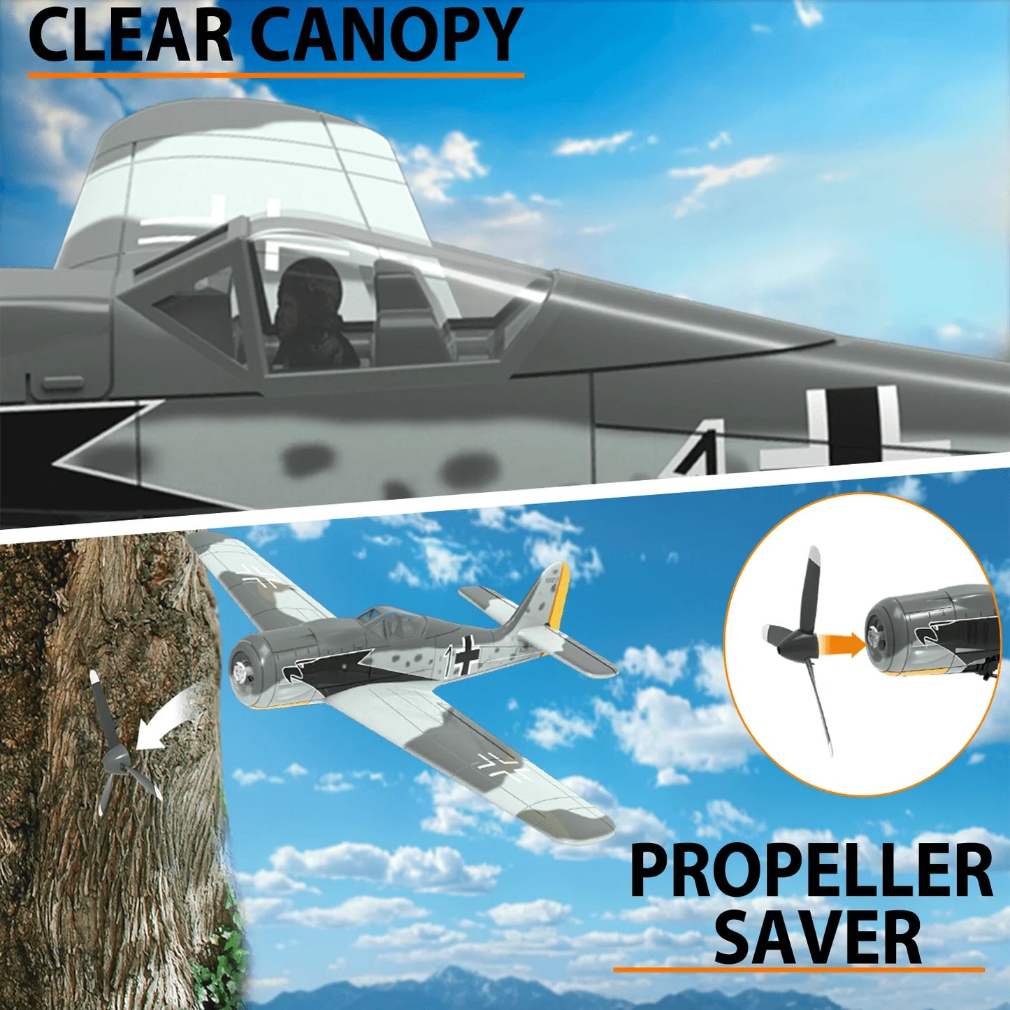 Volantex RC Planes for Adults,4-CH FW190 Fighter RC Airplane,One-Key Aerobatic, Stable and Safe,Suitable for Outdoor Activity