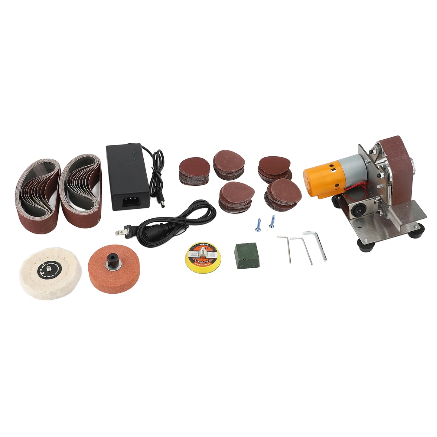 Mini Belt Sander Double Bearing Adjustable Angle Vertical Belt Sanding Machine Benchtop Belt Sander for Home