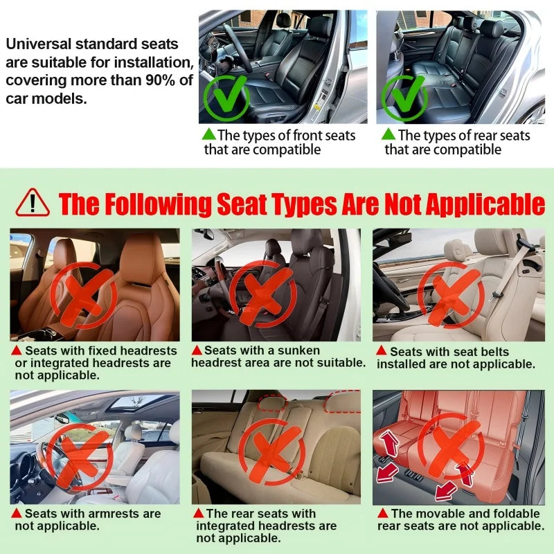 Universal car seat cover, waterproof PU leather, lined with breathable ice silk, 5-seat set for the whole car