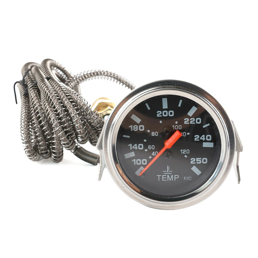 2'' 52mm Chrome Pointer Water Temp Temperature Gauge Mechanical Black Face ℃ / ℉