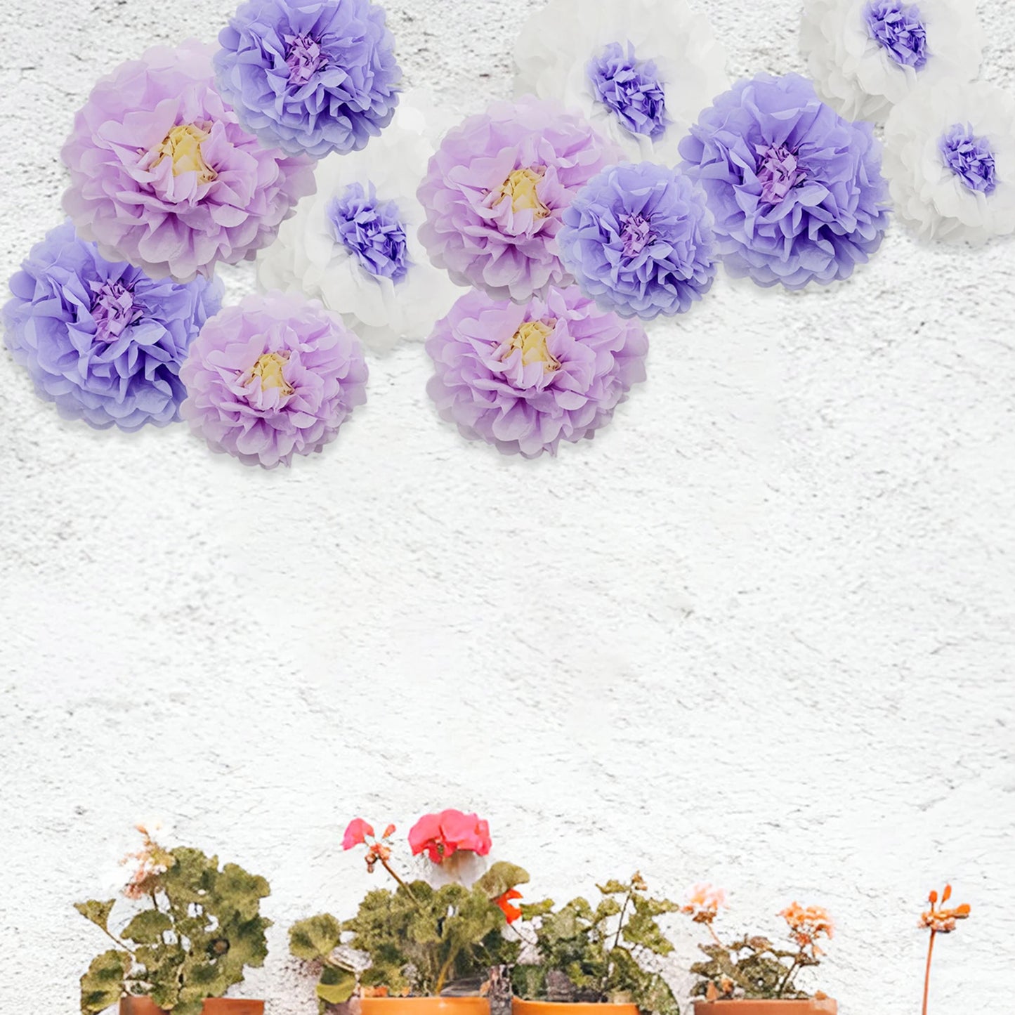 12Pcs Handmade Tissue Paper Flowers Set for Party Backdrop Wedding Birthday Craft Decoration DIY Floral Theme