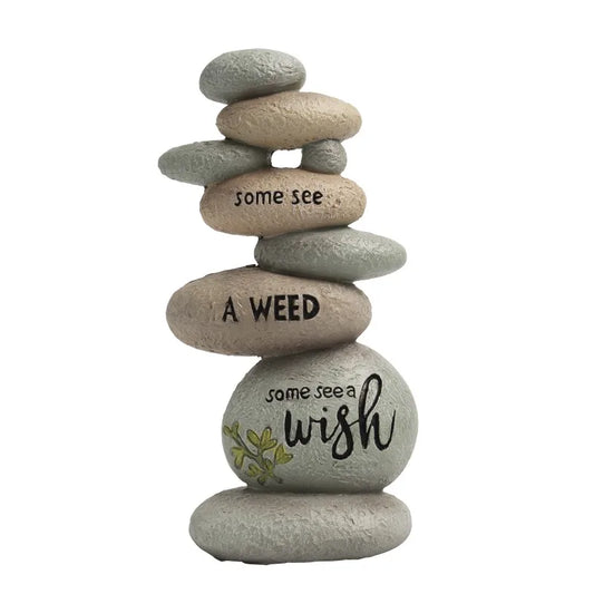Garden Stones Outdoor Decor, Stacked Rocks Resin Cairn Stones Statue for Japanese Zen Garden Decor,6.2in Fish Tank Aquarium