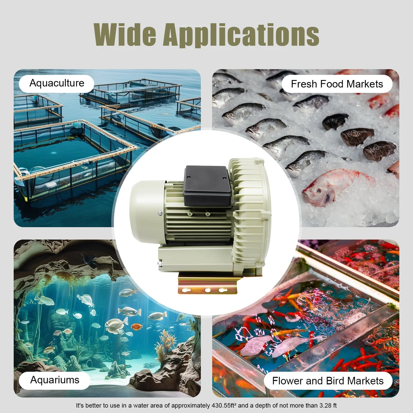 Aquaculture Vortex High Pressure Air Blower for Aquarium Seafood Pond and Fish Tank Vortex Air