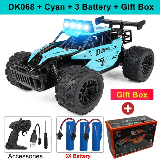 Remote Control Car RC Drift Racing 1:16 Vehicle Off Road Alloy 2.4G Radio High-Speed Trucks With LED Light Climbing Gift Kid Toy