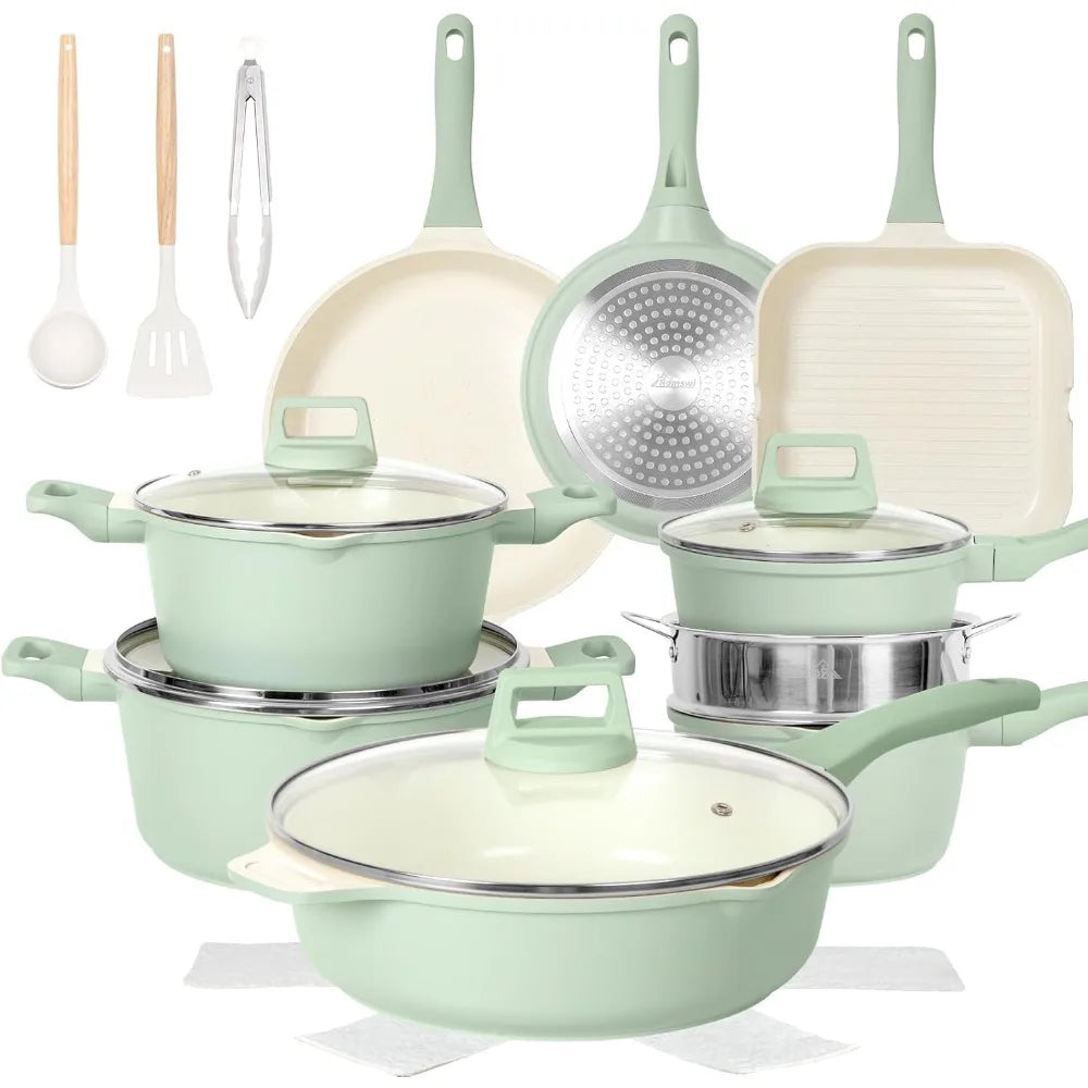 23 Piece Non Stick Cookware Set Pots Pans Lids Oven Safe