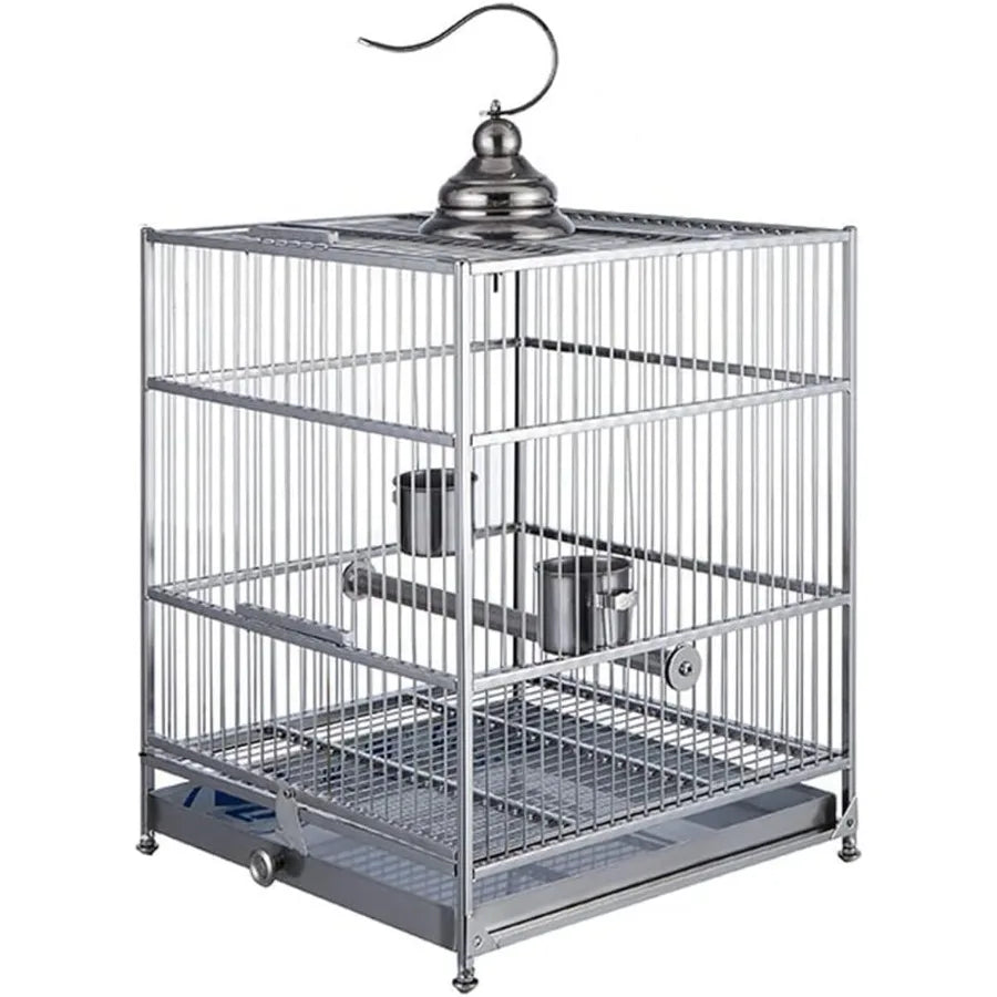 Original Bird Cage Flight Cage for Cockatiels Portable Bird Cage with Handle Bold Stainless Steel Parrot Cage Bird Travel Cage