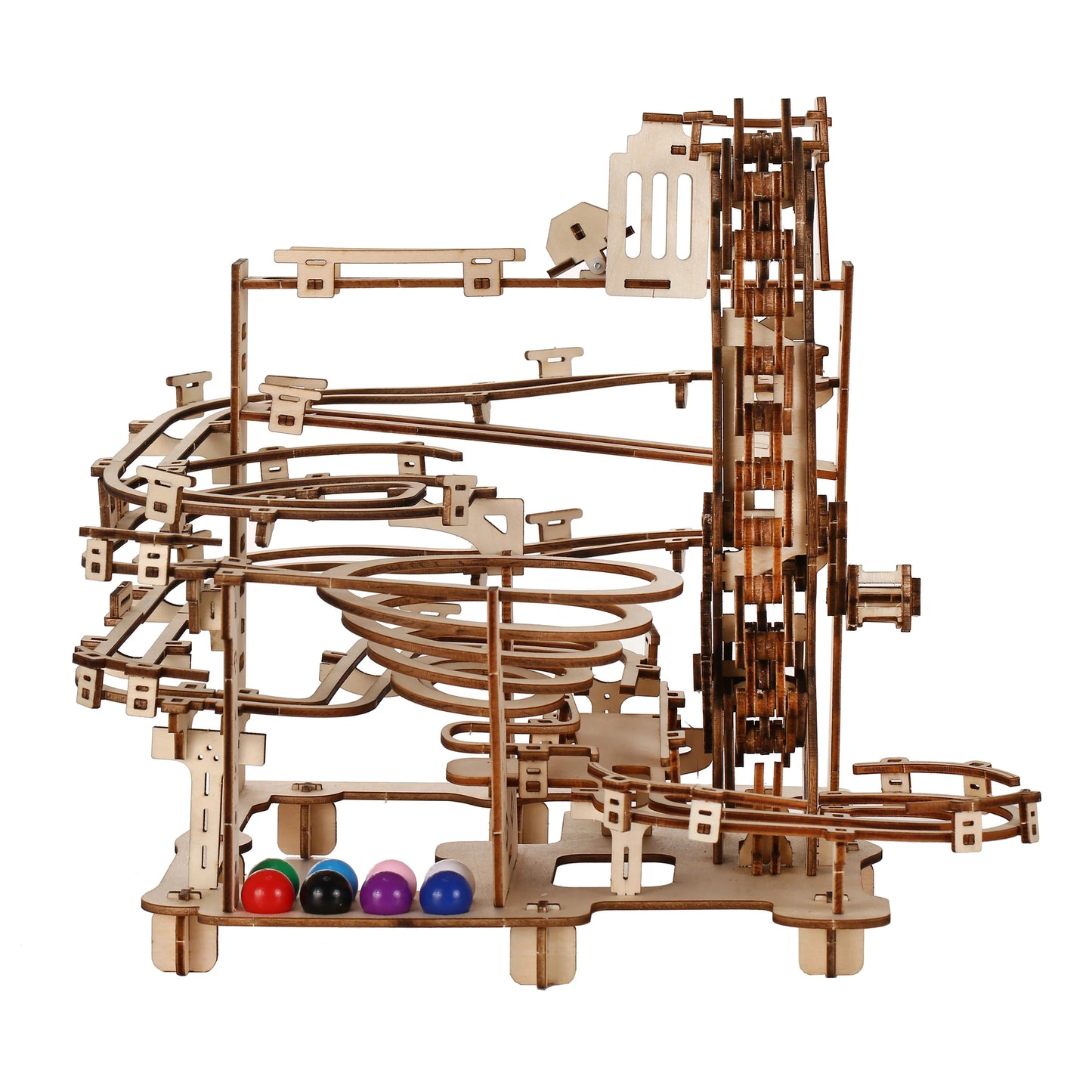 Track Pulley DIY 3D Wooden Puzzle Kit for Kids and Adults