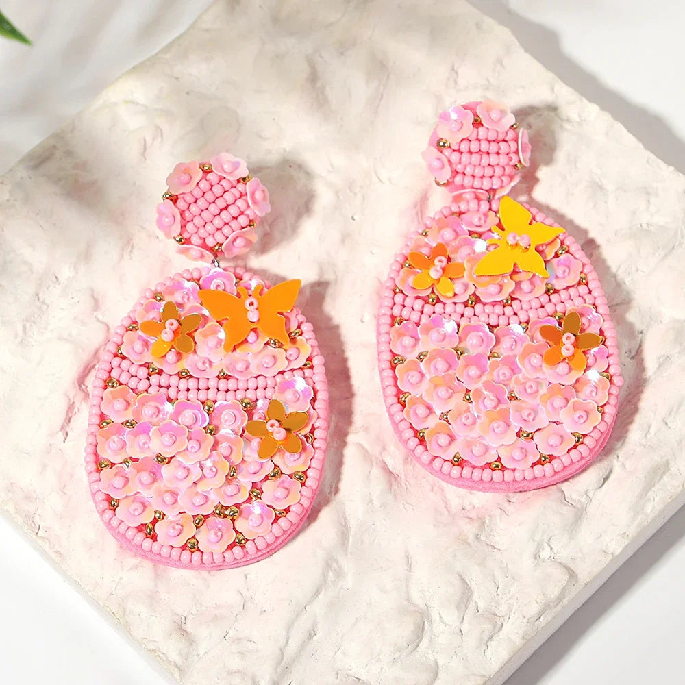 AENSOA Bohemian Starfish Seed Bead Drop Earrings Women