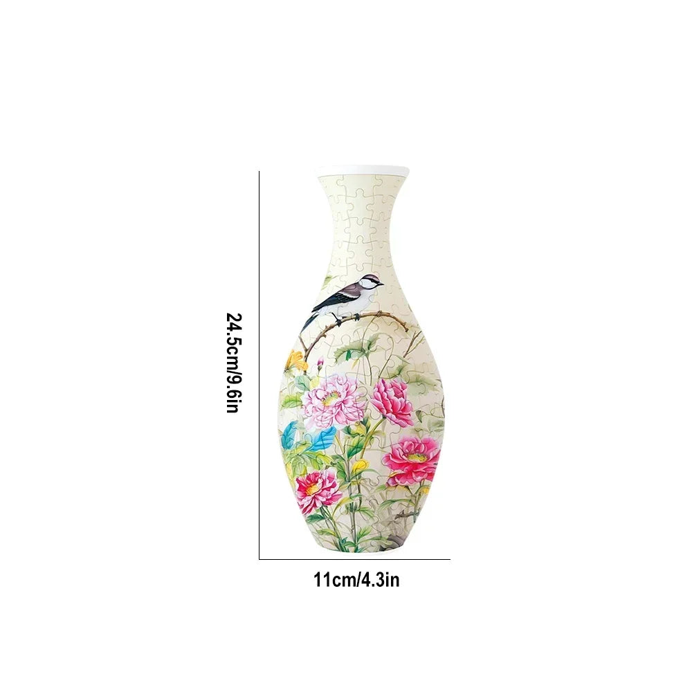 3D Puzzle Vase Panda Flower Porcelain Design Made Plastic Home Decoration and Flower Arrangement Housewarming Kids Toys Gifts