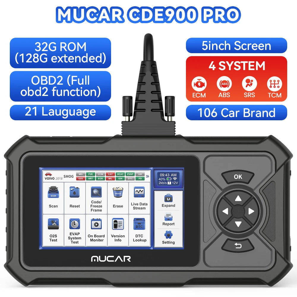 Mucar CDE900 Pro OBD2 Scanner Automotive Obd 2 Car Diagnostic Tools Car Fault Code Reader Support Full System Diagnosis 28 Reset