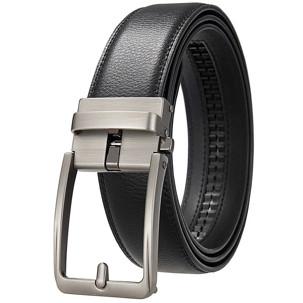 Genuine Leather Belt For Men Automatic Buckle 3.5cm Black