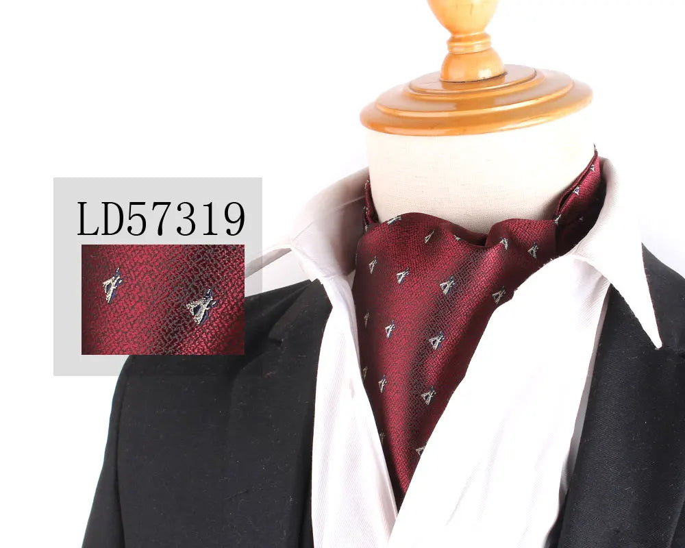 Jacquard Floral Paisley Cashew Tie Wedding Formal Cravat Ascot Scrunch Self British Gentleman Polyester Neck Tie For Men Luxury