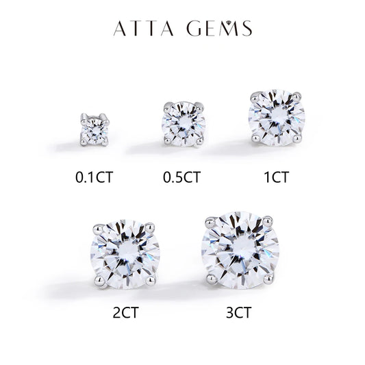 ATTAGEMS D VVS1 Moissanite Four Claw Earrings For Women Man S925 Sterling Silver Sparkling Wedding Jewelry Shipping from the USA