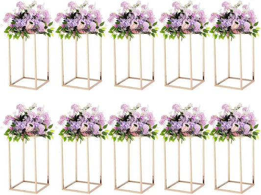 10pcs Gold Wedding Table Centerpiece Gold Centerpiece Metal Flower Vase for Birthday Party Event Home Decor(15.7inch)
