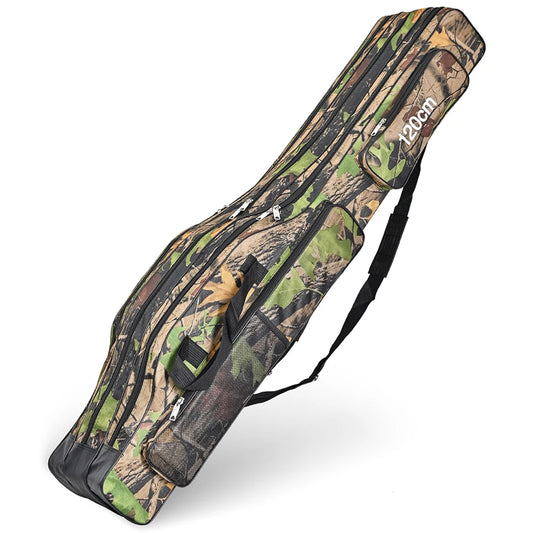 3 Layer Folding Fishing Tackle Backpack 120cm Rod Carrier