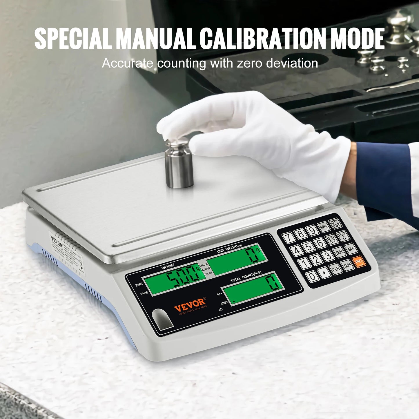 SucceBuy 15KG Precision Digital Counting Scale Electronic Balance Weight Scale with LCD Screen and RS232 Port for Parts and Coins