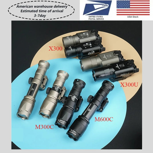 Tactical M600C M600 M300C X300U Flashlight 20MM Rail LED Scout Light Outdoor Camping Lamp Rifle Weapon Flashlight US Warehouse