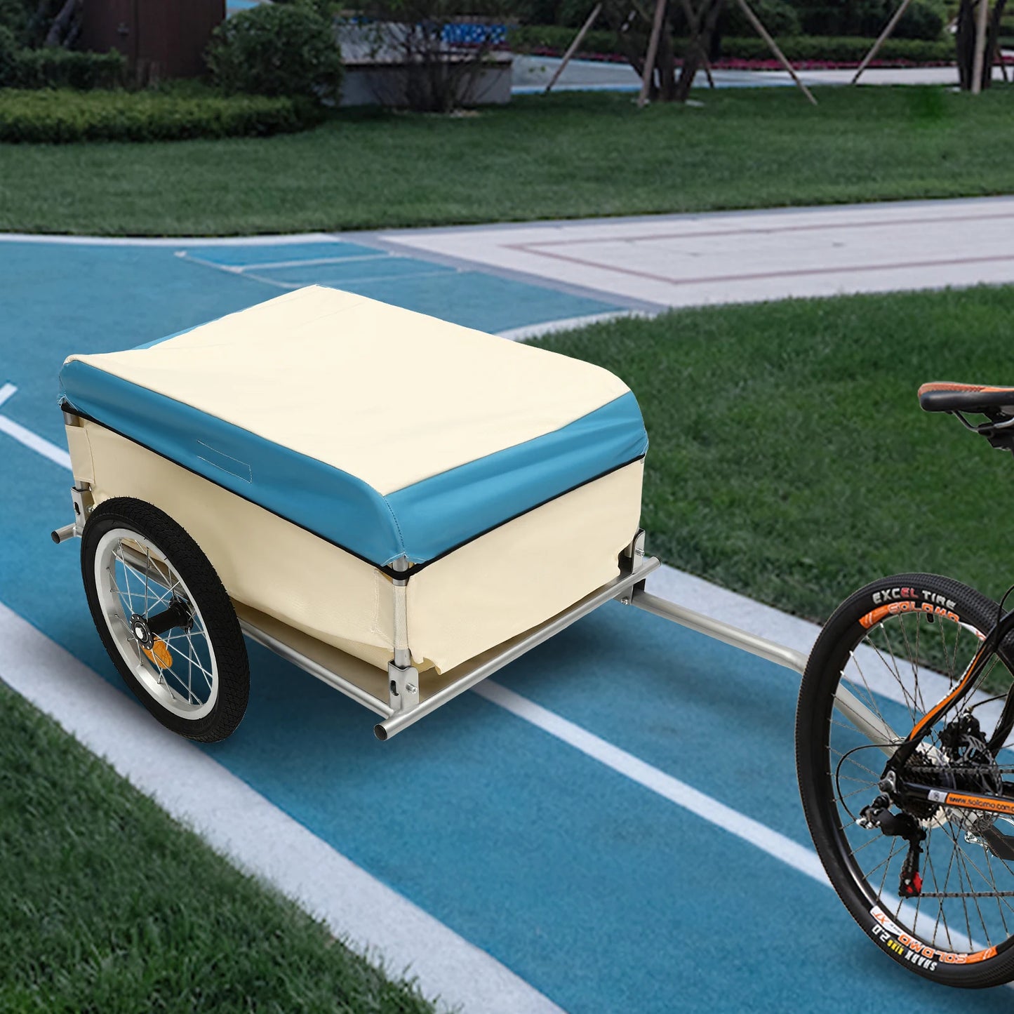 50kg/110lbs Bike Cargo Trailer Bicycle Wagon Cart with Waterproof Cover Fits 24"/26” Bike Wheel